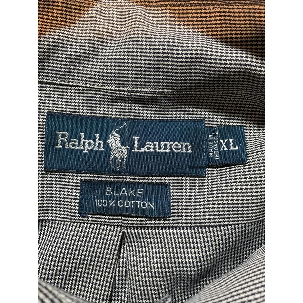 Polo Ralph Lauren‎ Blake Shirt Mens XL Blue White Houndstooth Button Down Cotton